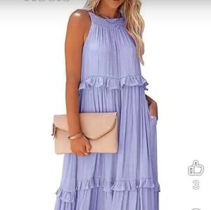 Elegant Lavender Ruffle Maxi Dress